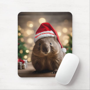 Adorable Christmas Wombat, Mouse Pad