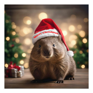 Adorable Christmas Wombat, Photo Print
