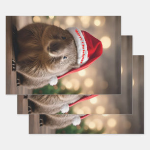 Adorable Christmas Wombat,  Wrapping Paper Sheet