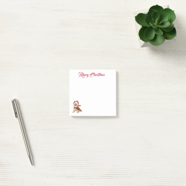 Adorable Christmas Yorkie In Santa Hat Merry      Post-it Notes (Office)