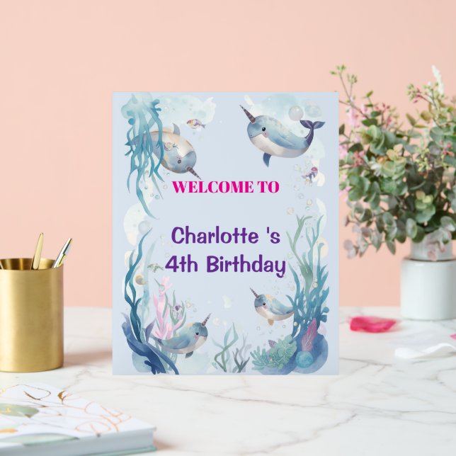 Adorable Chubby Narwhal Whale fish Seamless Sea Li (Mariage)