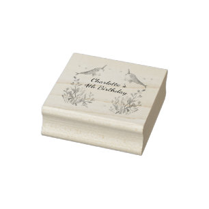 Adorable Chubby Narwhal Whale fish Seamless Sea Li Rubber Stamp