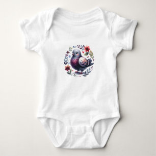 Adorable City Bird Illustration Baby Bodysuit