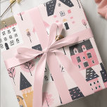 Adorable City Houses Pink  Wrapping Paper<br><div class="desc">Brighten up your gifts with our Adorable City Houses Pink Wrapping Paper. Featuring a charming design of cute city houses in vibrant pink tones, this wrapping paper is perfect for adding a playful and cheerful touch to your presents. Ideal for birthdays, housewarming parties, and special celebrations, this high-quality wrapping paper...</div>