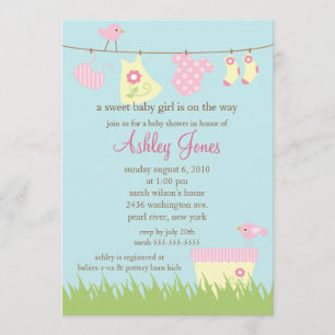 Adorable Clothesline Baby Shower Invitation