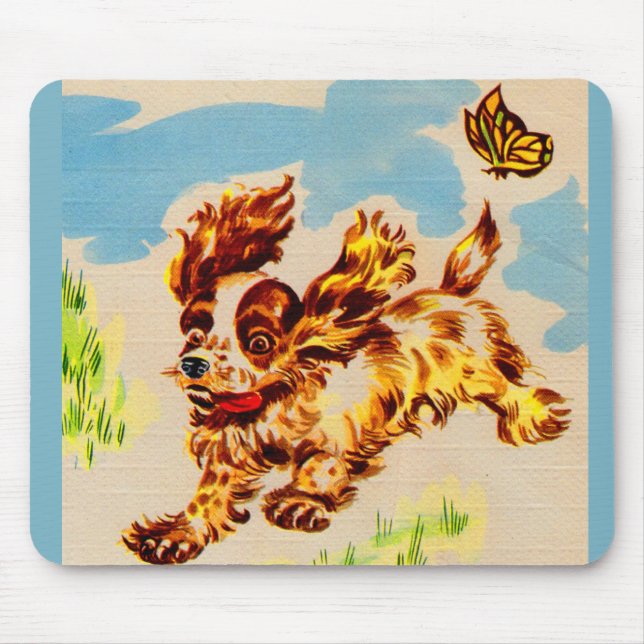 adorable cocker spaniel puppy on the run mouse pad (Front)