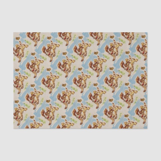 adorable cocker spaniel puppy on the run tissue paper (Front)