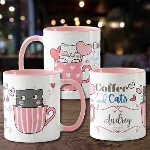 Adorable Coffee and Cats Themed Personalized Mug