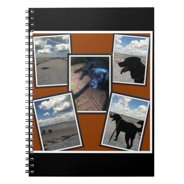 adorable collage of photos of beach and dog notebook (Front)