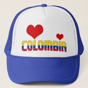 Adorable Colombia Flag Hearts Trucker Hat