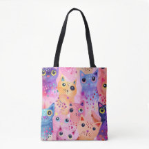 Adorable Colourful Cat Tote Bag | Whimsical Feline