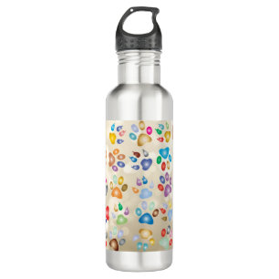 Adorable Colourful Dog Paw Prints,Bokeh 710 Ml Water Bottle