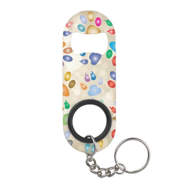 Adorable Colourful Dog Paw Prints,Bokeh Keychain Bottle Opener (Back)