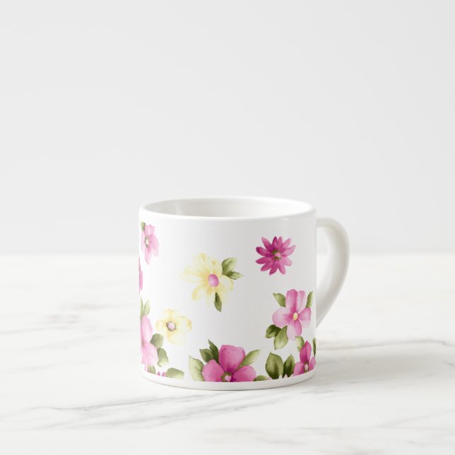 Adorable Colourful Girly Blooming Flowers Espresso Cup (Front Right)