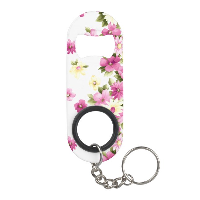 Adorable Colourful Girly Blooming Flowers Keychain Bottle Opener (Back)