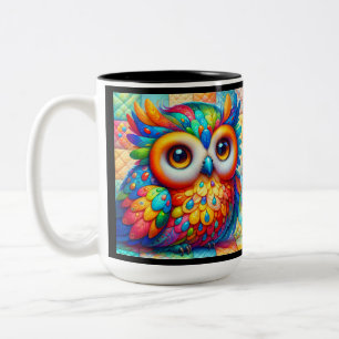 Adorable Colourful Owl Two-Tone Coffee Mug
