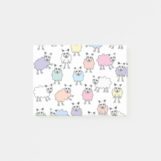 Adorable Colourful Sheep Post-it Notes (Front)
