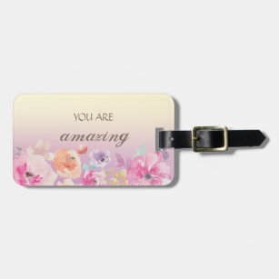 Adorable Colourful Watercolor Flowers Luggage Tag