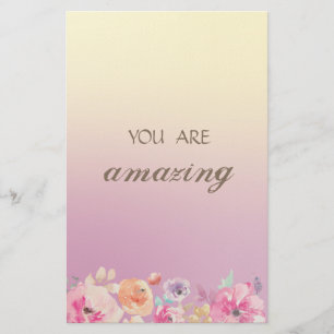 Adorable Colourful Watercolor Flowers Stationery