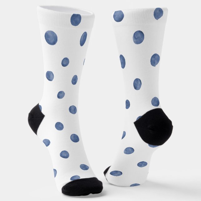 Adorable colours seamless polka dot l Navy l White Socks (Angled)
