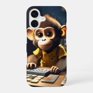 Adorable comptable singe iPhone 16 Coque