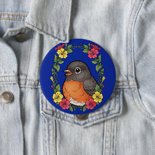 Adorable Connecticut Bird With Mirabilis 4 Inch Round Button