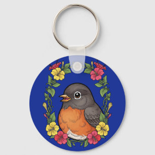 Adorable Connecticut Bird With Mirabilis Keychain