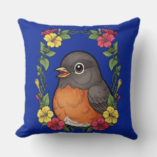 Adorable Connecticut Bird With Mirabilis Throw Pillow