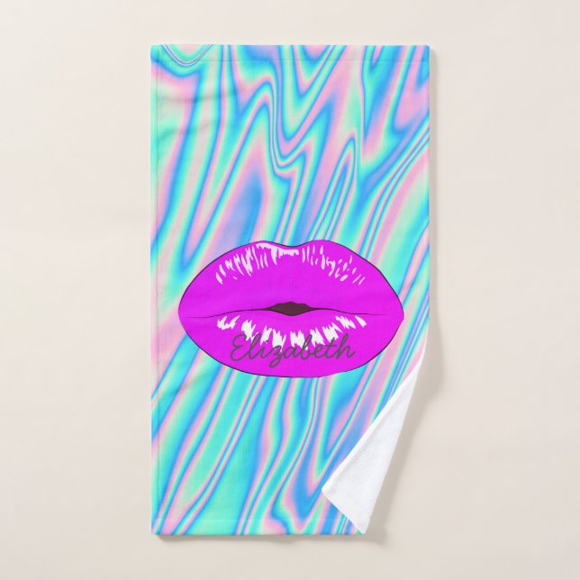 Adorable Cool Lèvres tendance, Holographique (Serviette à main)