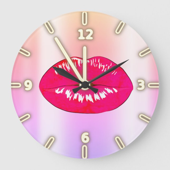 Adorable Cool Trendy Ombre Lips Large Clock (Front)