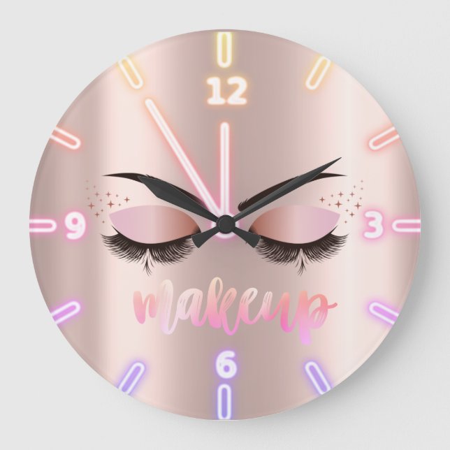 Adorable Cool Trendy Rose Gold Faux Lahes Large Clock (Front)