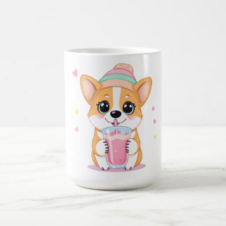 Adorable Corgi Enjoying a Smoothie Coffee Mug