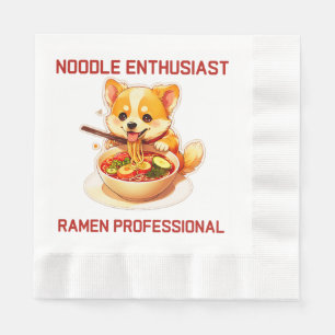 Adorable Corgi Enjoying Ramen Sticker – Cute & Fun Napkin