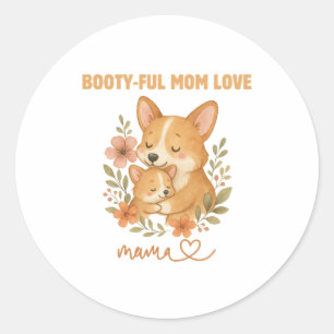 Adorable Corgi Mom Mother's Day Classic Round Sticker