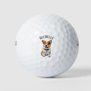 Adorable Corgi Puppy Name Personalization Fun Gift Golf Balls