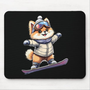 Adorable Corgi Snowboarding Fun Winter Adventure  Mouse Pad