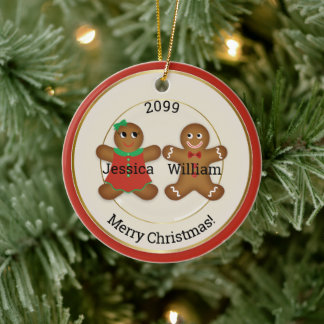 Adorable Couple Gingerbread Ornament w Year