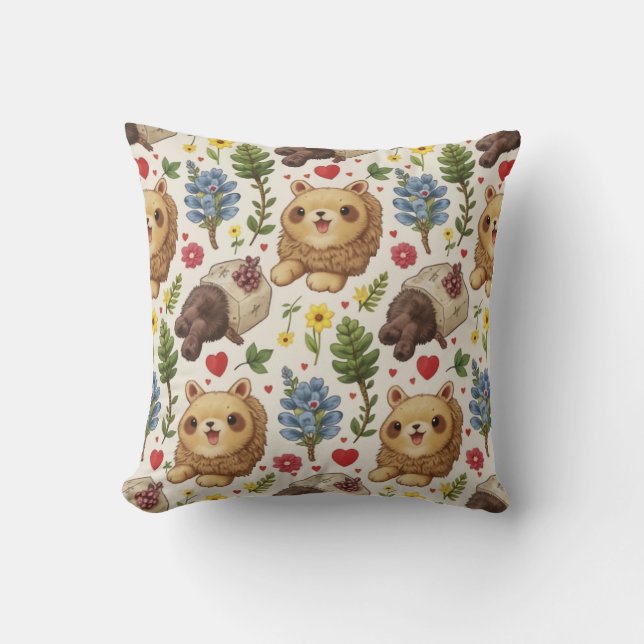 adorable coussin coussin raccoon (Recto)
