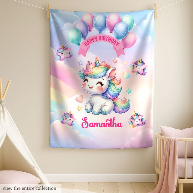 Adorable couverture Unicorn rose pourpre 1er anniv (Adorable Unicorn Blanket Pink Purple 1st Birthday)