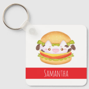 Adorable Cow Hamburger  Keychain