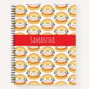 Adorable Cow Hamburger  Notebook