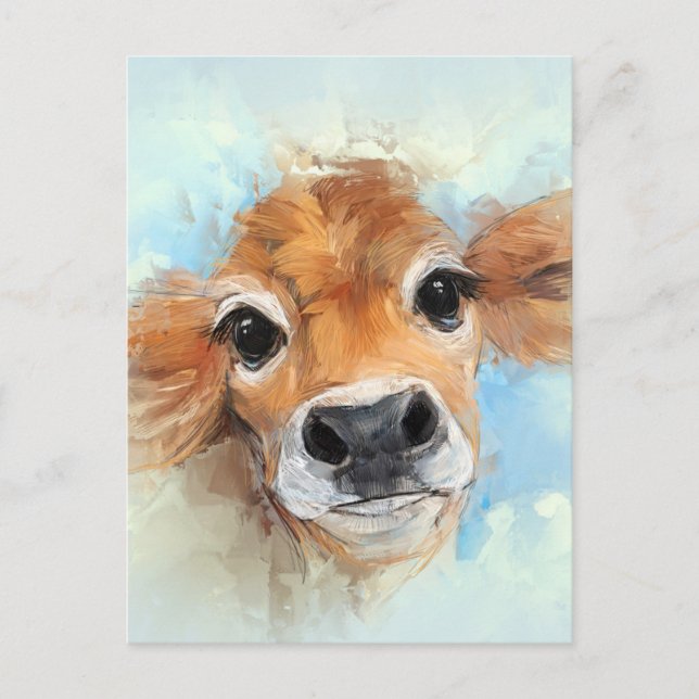 Adorable Cow Portrait  Postcard (Front)