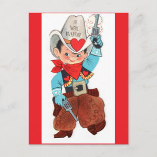 Adorable Cowboy Vintage Valentine Postcard