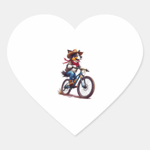 Adorable Cowdog Riding Mountain Bike Adventure Heart Sticker