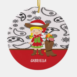 Adorable Cowgirl with Cowboy Boot Ornament