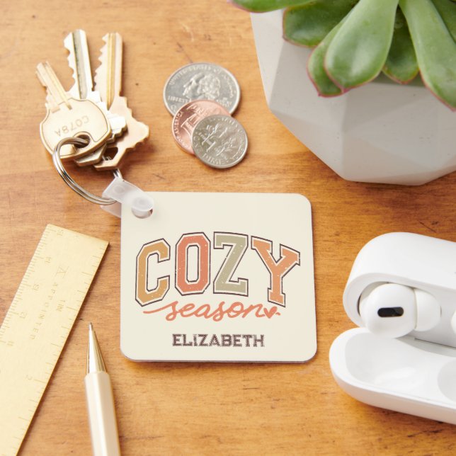 Adorable "Cozy Season" Personalized Keychain (Desk)
