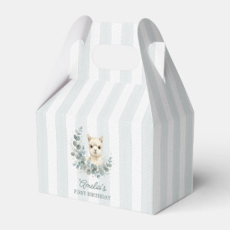 Adorable Cream Watercolor Alpaca Birthday Favor Box