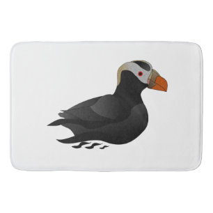 Adorable Crested Puffin Cartoon Swimming Bath Mat