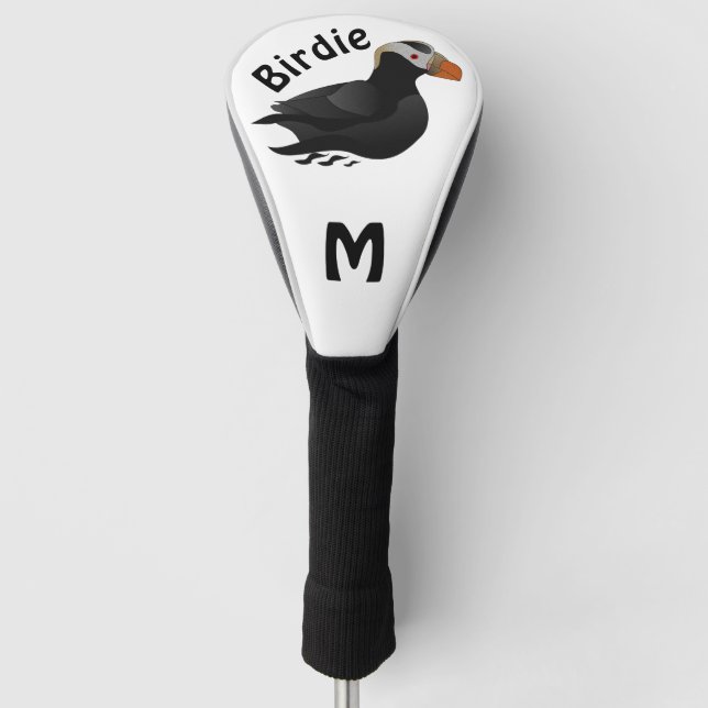 Adorable Crested Puffin Cartoon Swimming Golf Head Cover (Front)