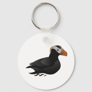 Adorable Crested Puffin Cartoon Swimming Keychain